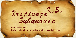 Krstivoje Subanović vizit kartica